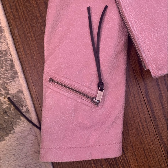 Diesel Dusty Pink Lamb and Cow Leather Biker Jacket Small - Picture 5 of 12